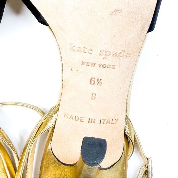 Kate Spade Women’s Gold & Black Bow Heels - Size 6.5 - Made in Italy! - Picture 8 of 9